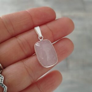 Colgante rectangular piedra Cuarzo rosa