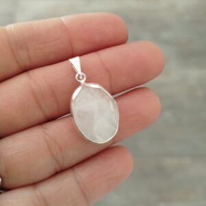Colgante óvalo piedra Cuarzo Blanco