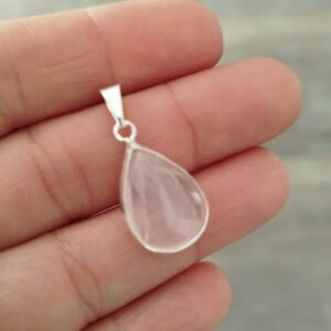 Colgante gota piedra Cuarzo rosa